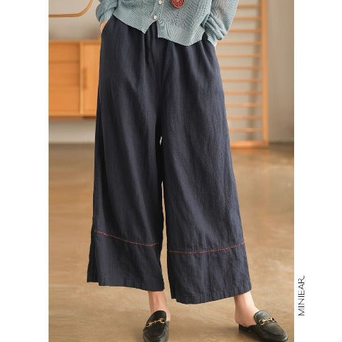 Japanese Linen Straight Drooping Casual Loose Slimming Wide Leg Women's Trousers