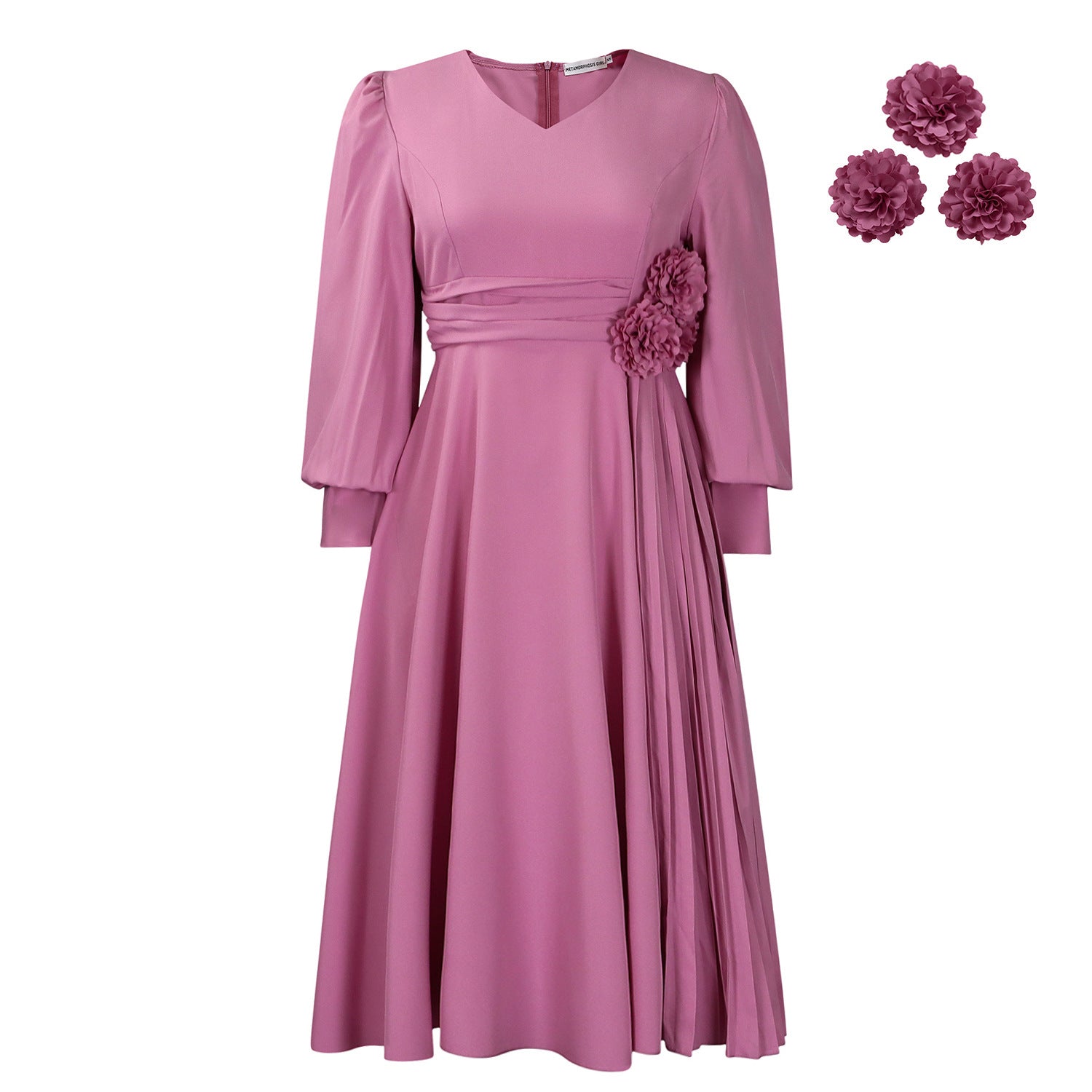 Women's Fashionable Elegant Solid Color A- Line Plus Size Dress