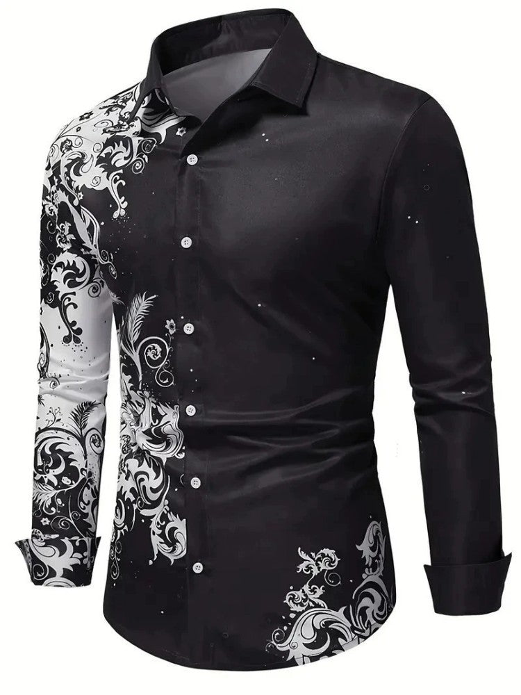 European And American Spring And Autumn Leisure Personalized Trendy Men Long Sleeve 3D Printed Shirt
