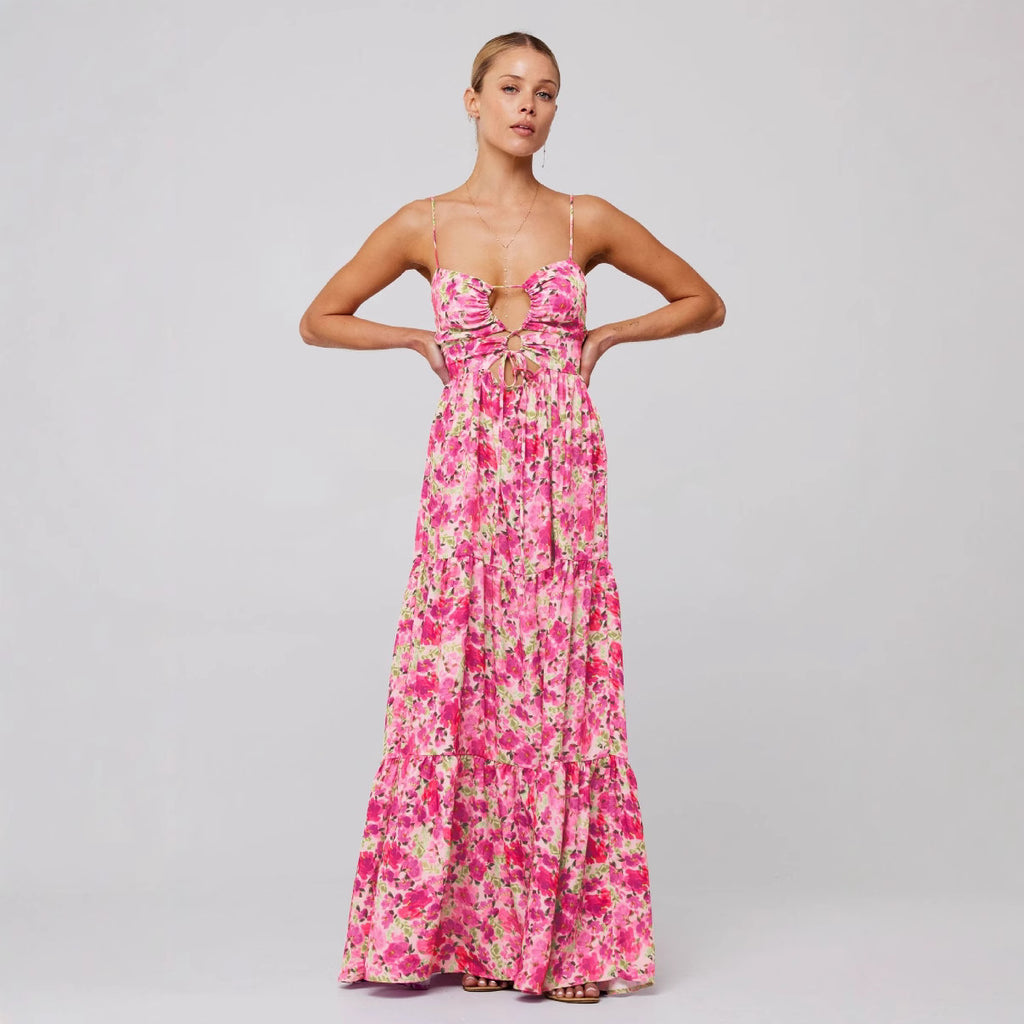 New Printed Sling Stitching Multi-color Dress