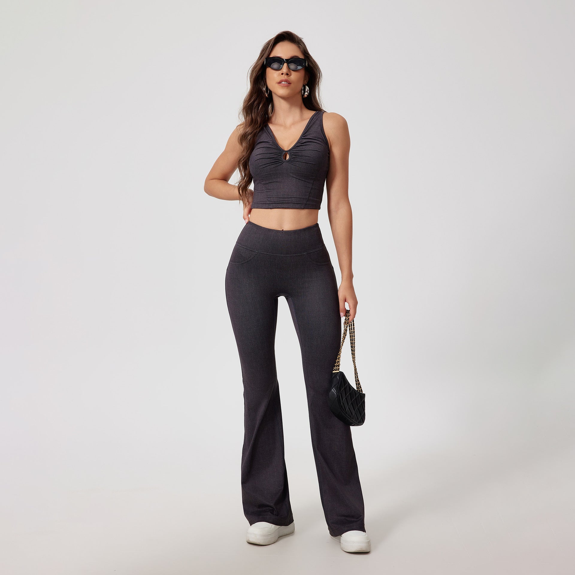 Ins European And American Sports Denim Trousers Sexy High Waist Seamless Nude Feel