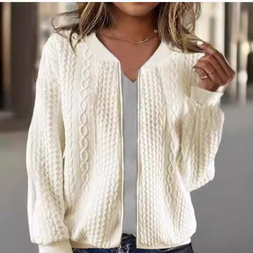 Women's Jacquard Long Sleeve Casual Short Coat