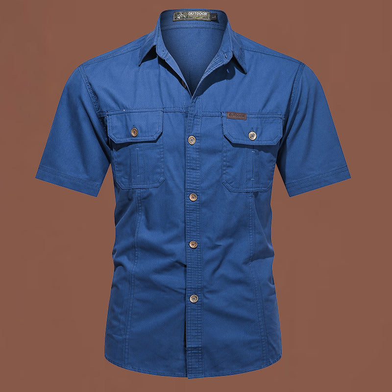 Workwear Short Sleeve Cotton Work Clothes Shirt Outdoor Loose Men's Shirt