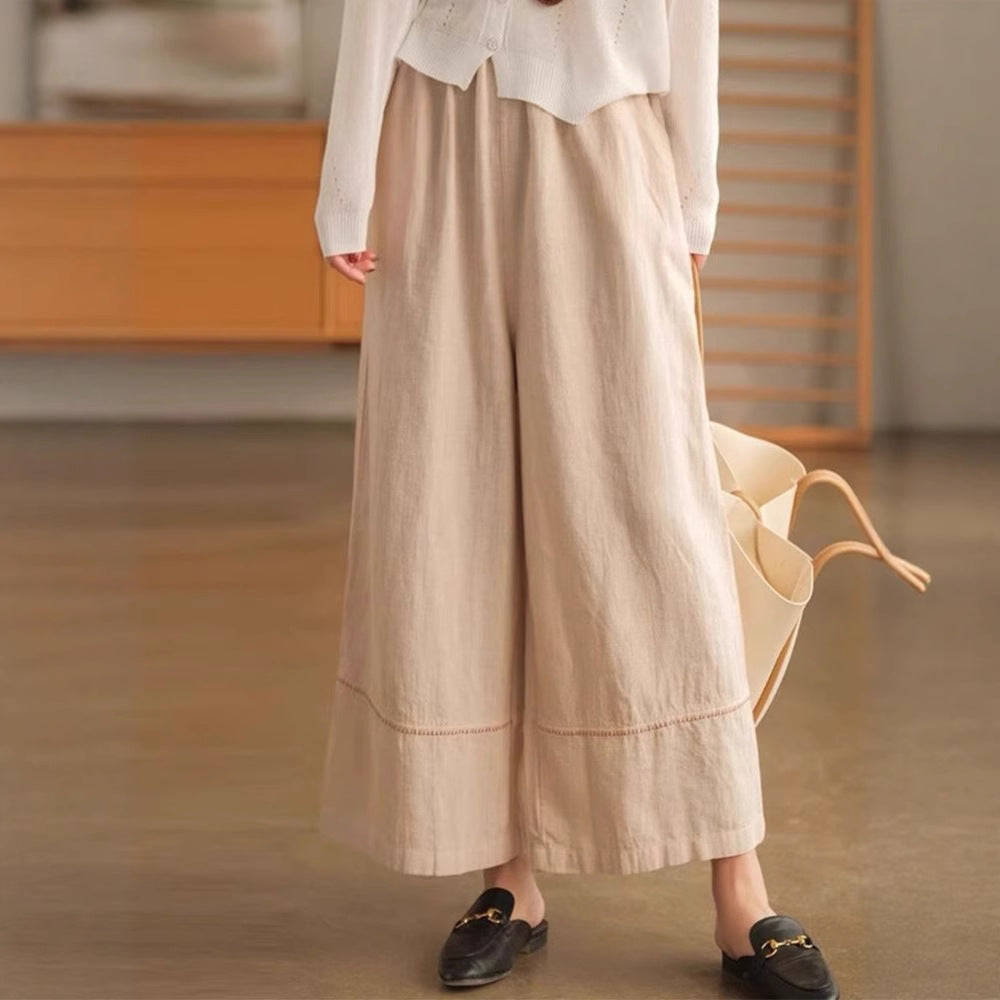 Japanese Linen Straight Drooping Casual Loose Slimming Wide Leg Women's Trousers