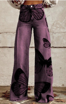 3D Thermal Transfer Speaker Simulation Denim Loose Pants