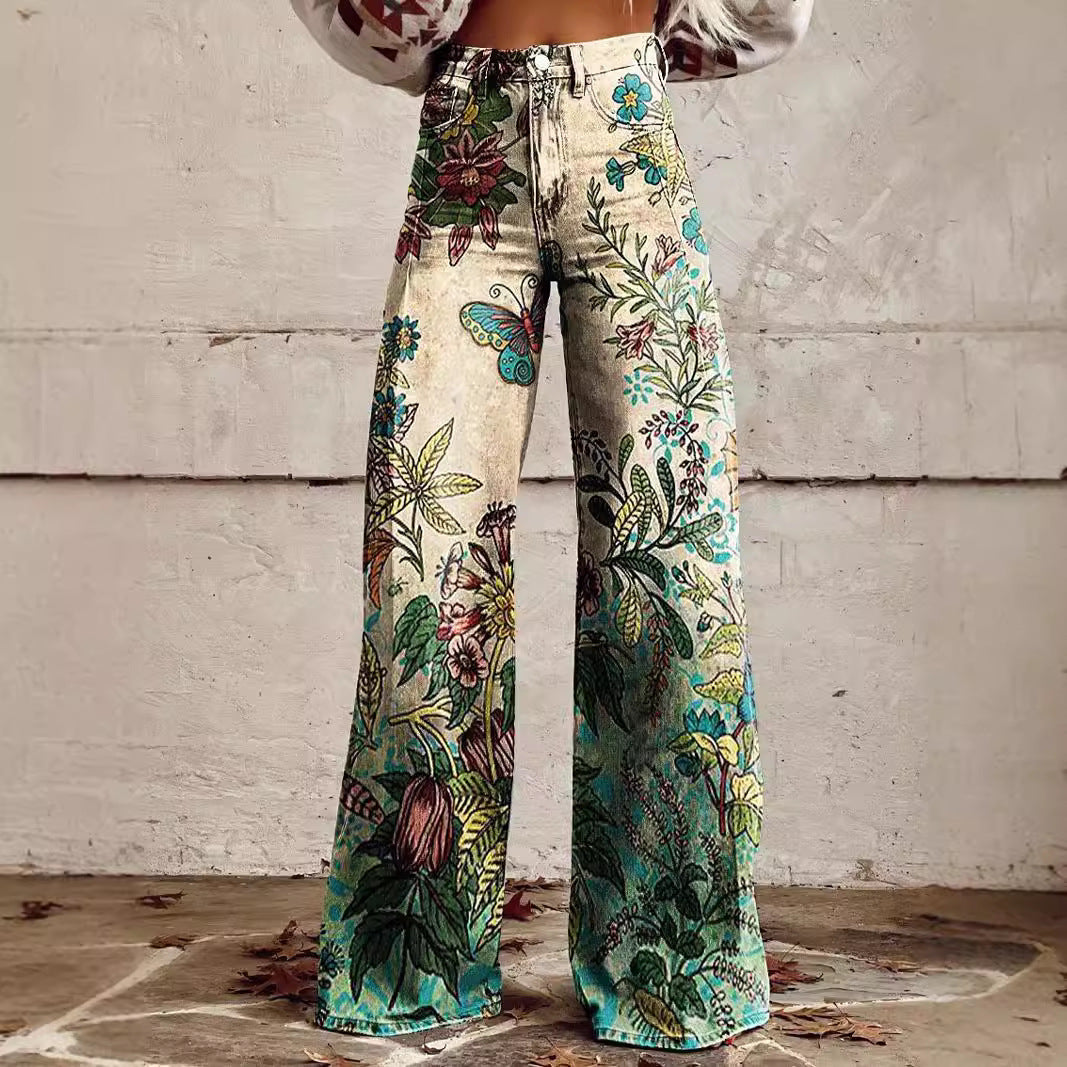3D Thermal Transfer Speaker Simulation Denim Loose Pants