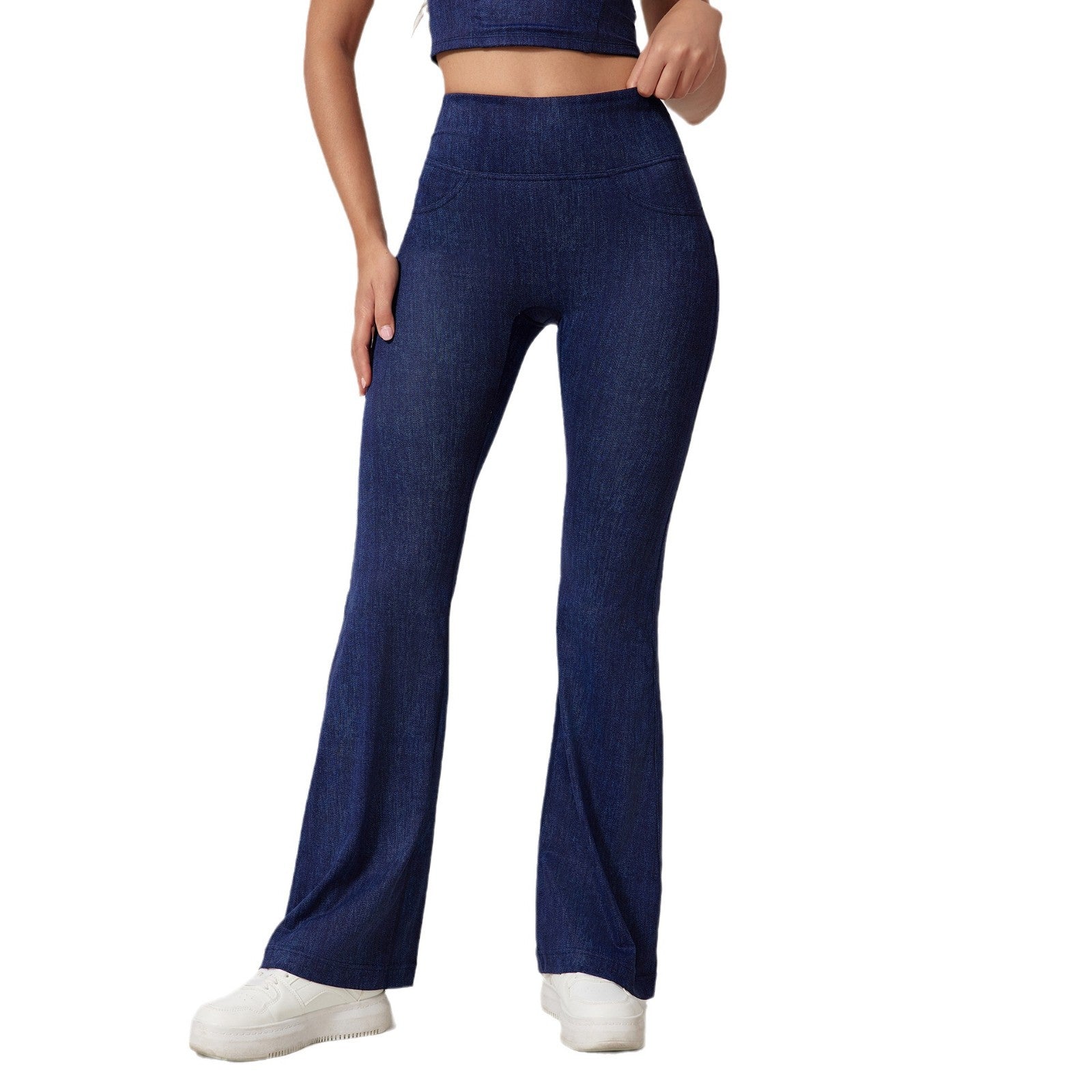 Ins European And American Sports Denim Trousers Sexy High Waist Seamless Nude Feel