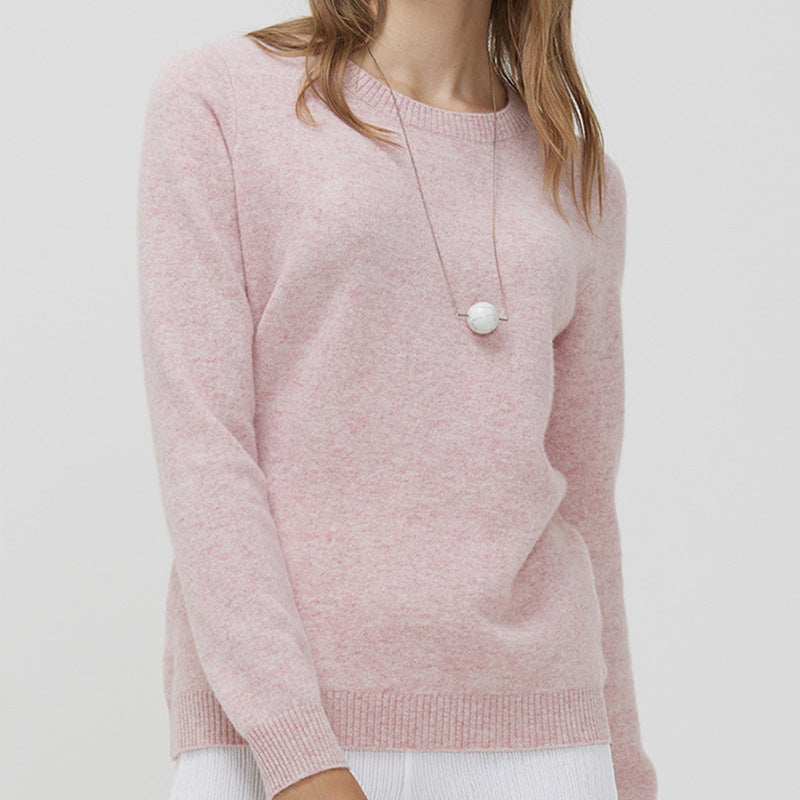 Round Neck Pure Wool Women's Long Sleeve Pullover Loose Sweater