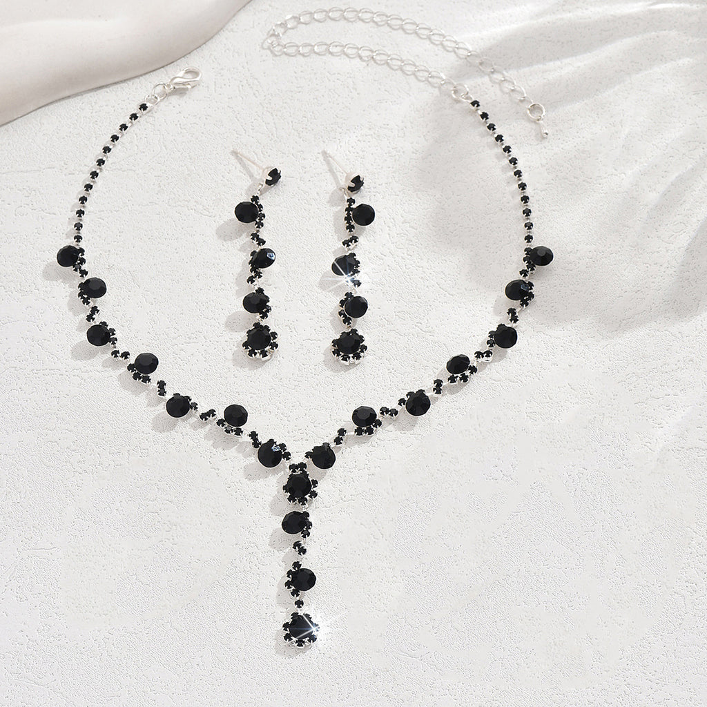 Fashion Crystal Necklace Ear Stud Bracelet Jewelry Accessories