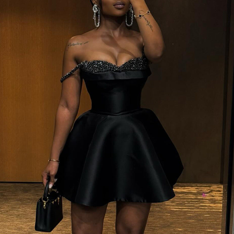 New Elegant Sequin Stitching Bandeau Sling Dress