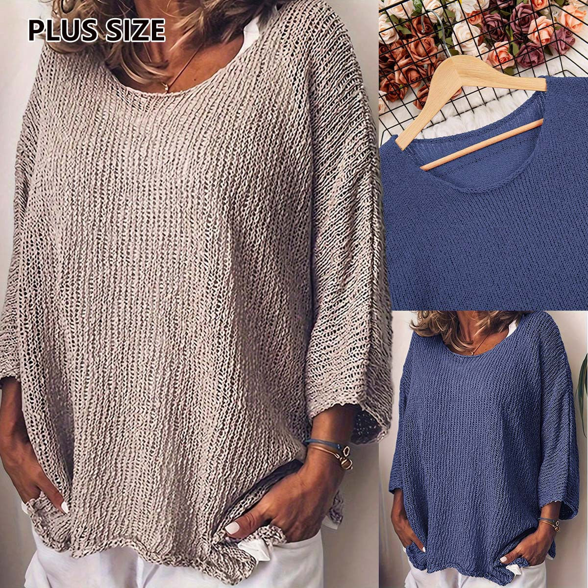 Round Neck Long Sleeve Loose And Simple Versatile Knitted Top