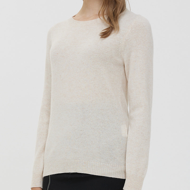 Round Neck Pure Wool Women's Long Sleeve Pullover Loose Sweater