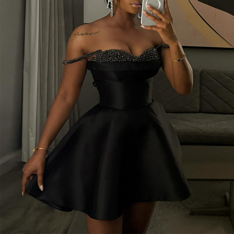 New Elegant Sequin Stitching Bandeau Sling Dress