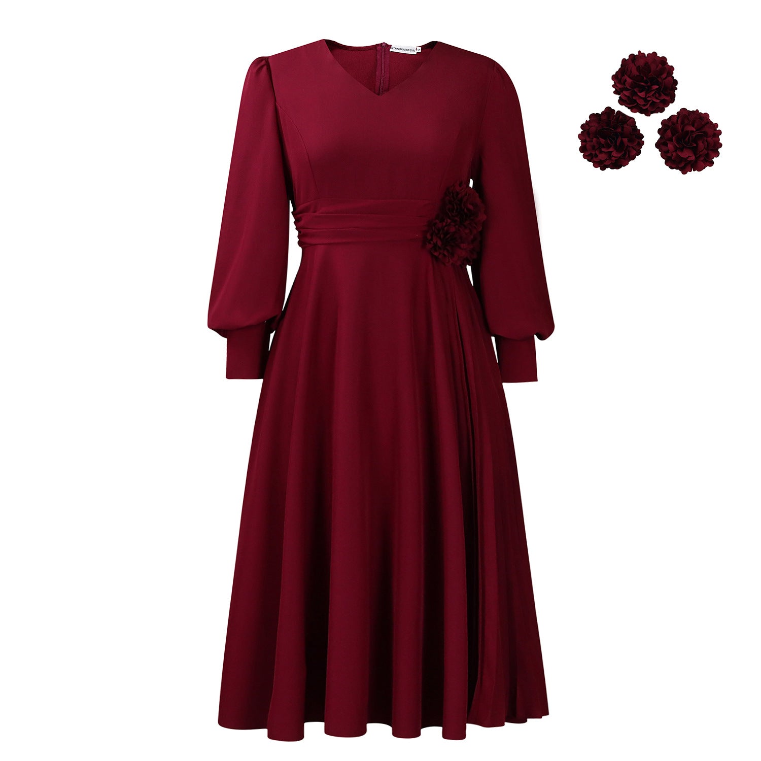 Women's Fashionable Elegant Solid Color A- Line Plus Size Dress