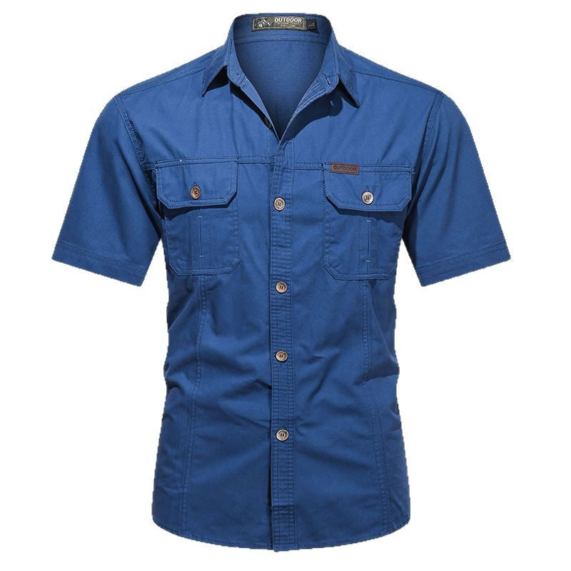 Workwear Short Sleeve Cotton Work Clothes Shirt Outdoor Loose Men's Shirt