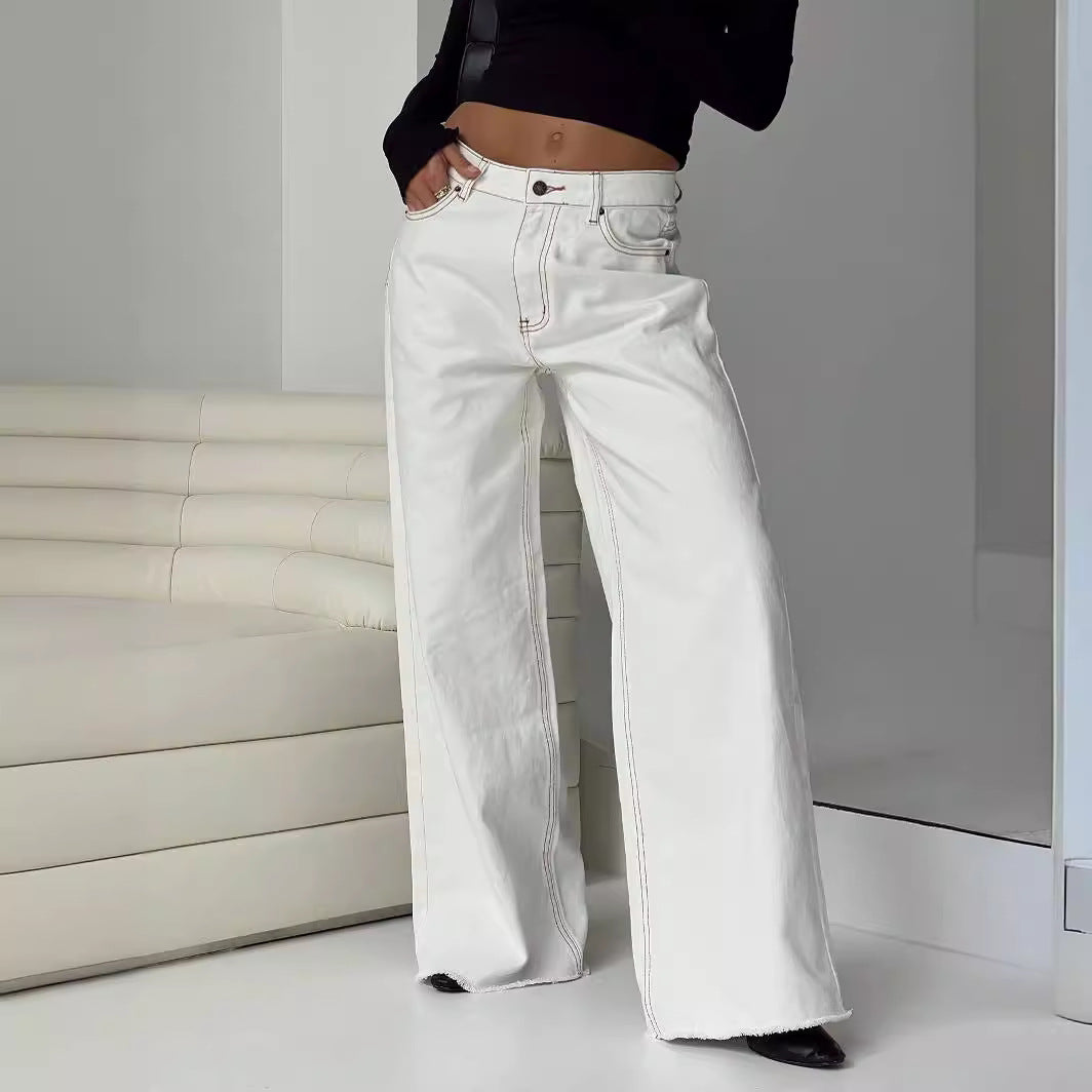 SC European And American Leisure Loose Denim Trousers Women
