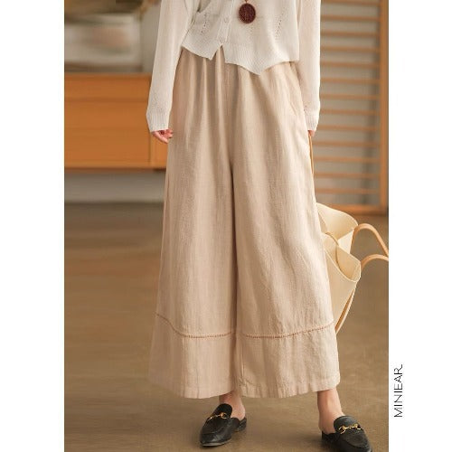Japanese Linen Straight Drooping Casual Loose Slimming Wide Leg Women's Trousers