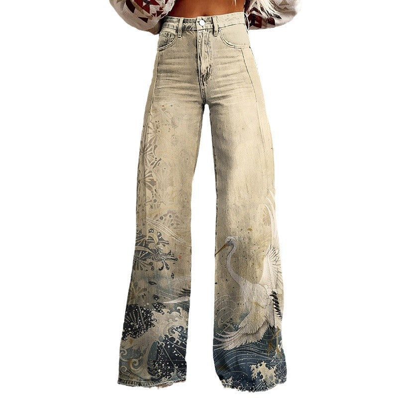3D Thermal Transfer Speaker Simulation Denim Loose Pants