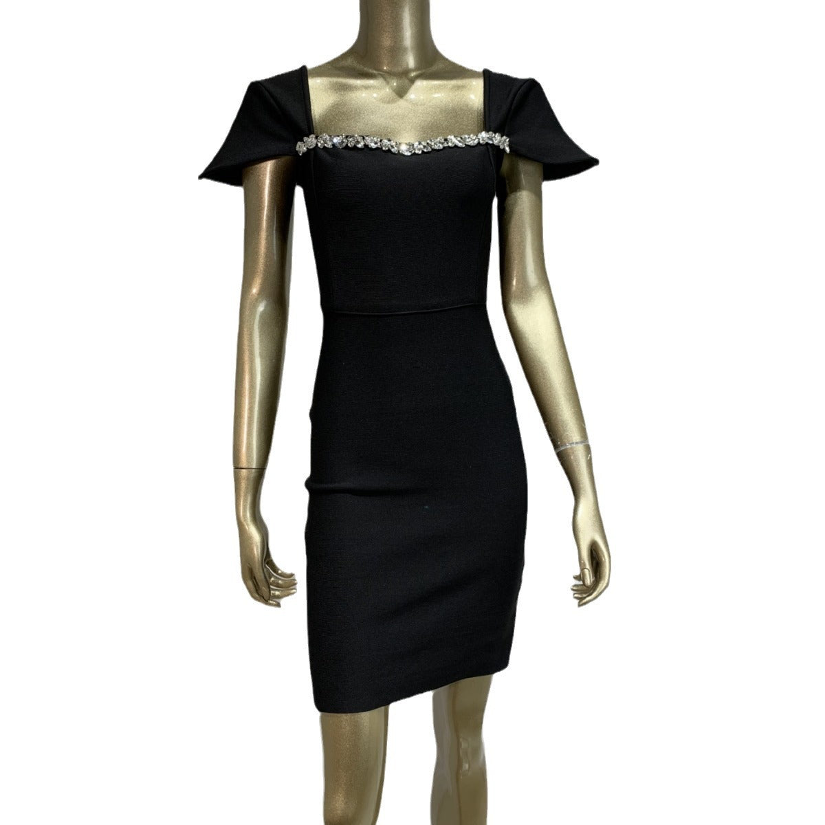Rhinestone Off-neck Sheath Bandage Dress High Street Dress