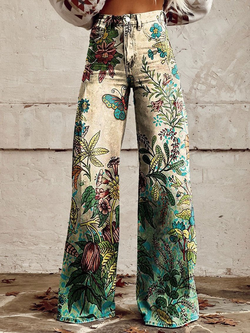 Horn Simulation Denim Trousers Loose Pants For Women