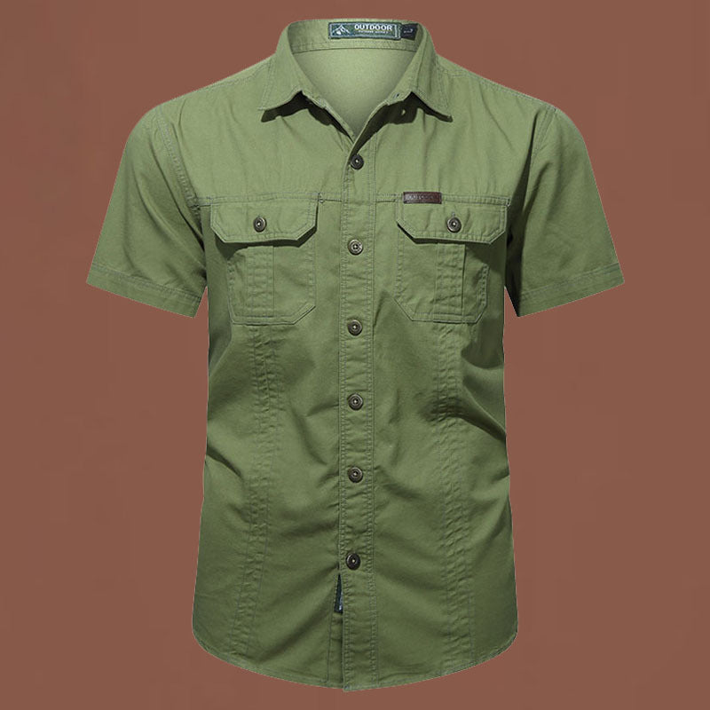 Workwear Short Sleeve Cotton Work Clothes Shirt Outdoor Loose Men's Shirt