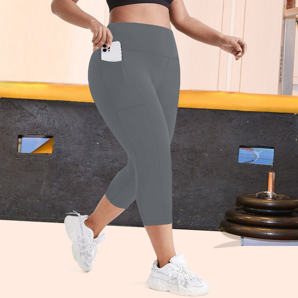 Pocket Plus Size Cropped Yoga Pants Tight