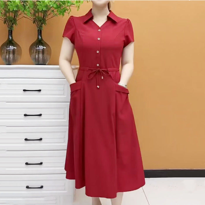 Mom Wear Plus Size Fashionable Stylish Short Sleeve Dress
