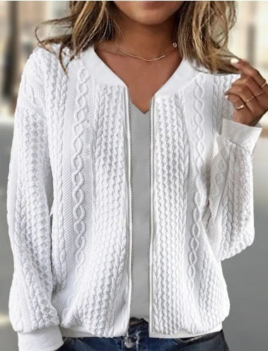 Women's Jacquard Long Sleeve Casual Short Coat