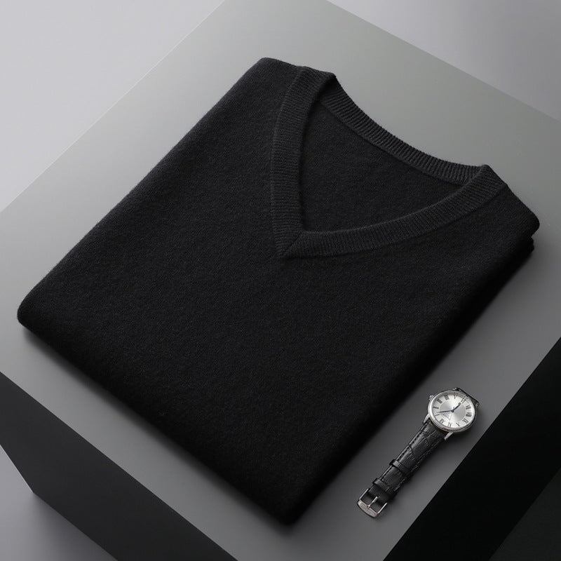 Men's V-neck Vest Middle-aged And Elderly Warm Sweater