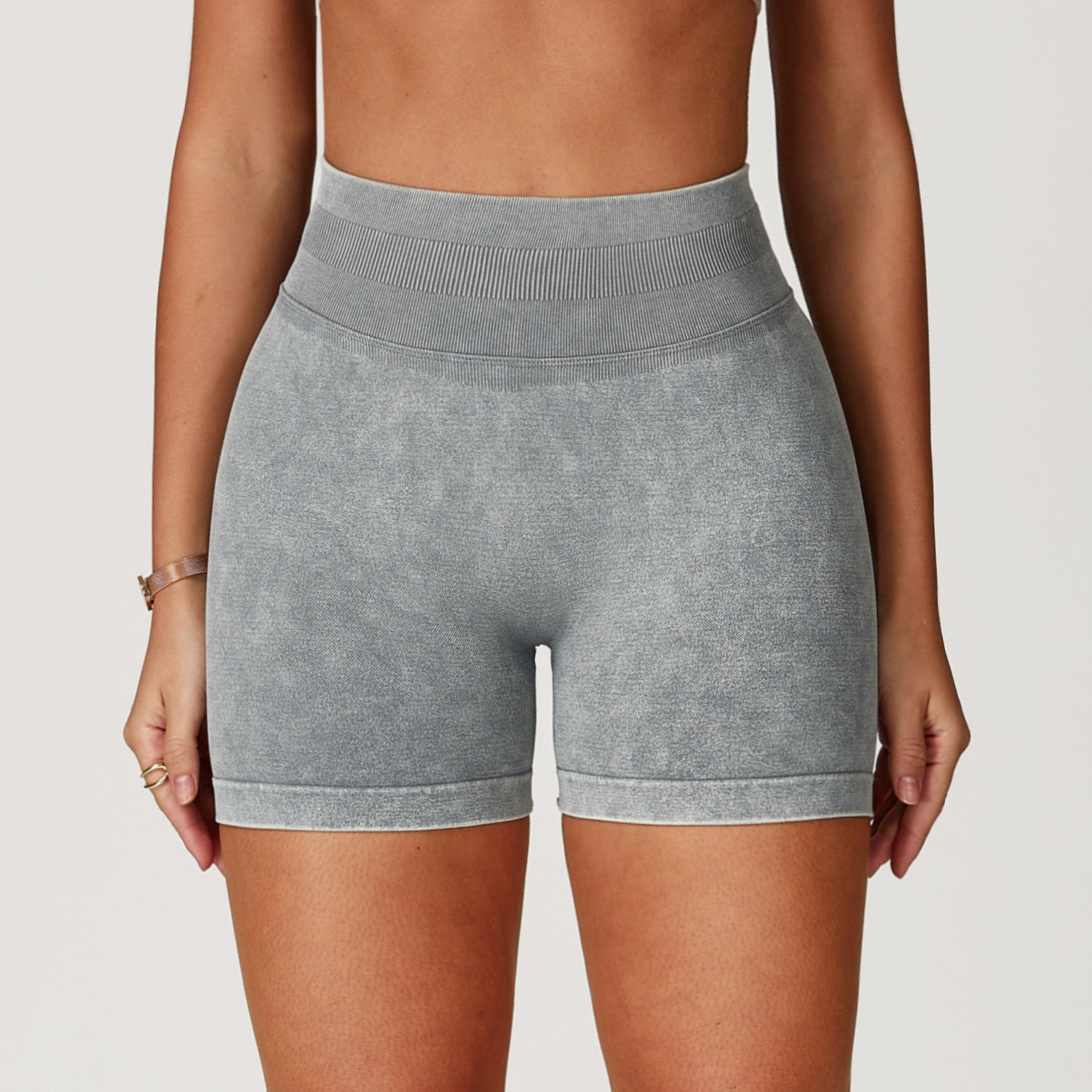Seamless Stone Washed Yoga Shorts High Waist Hip Lift Shorts