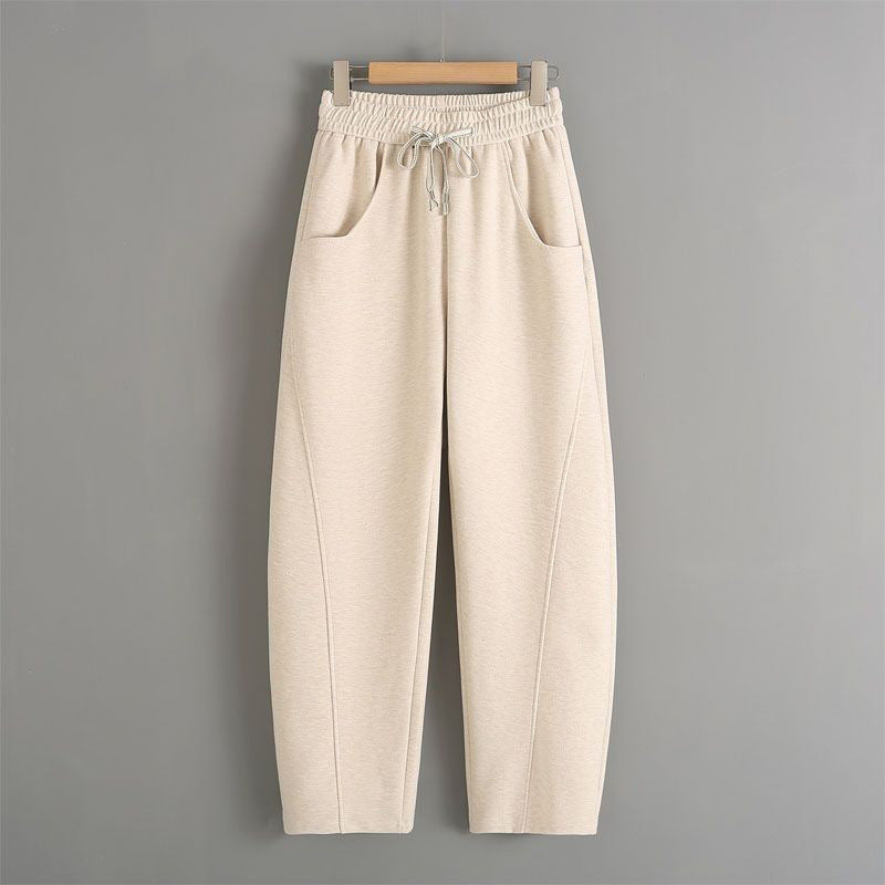 Fleece-lined Elastic Sickle High Waist Slimming Pants