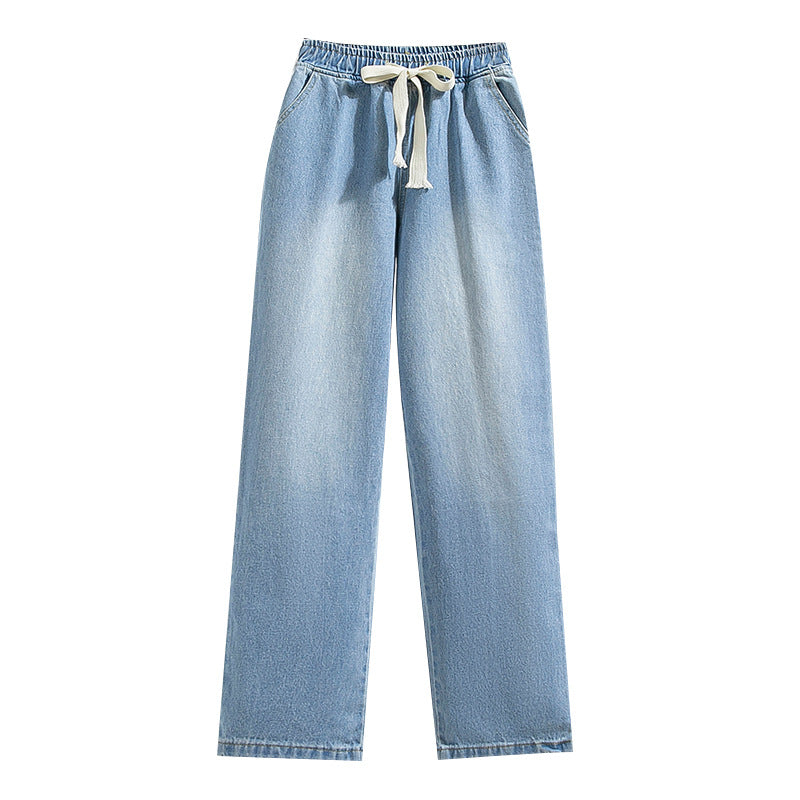 Loose Narrow Opening Tapered Mid-rise Jeans