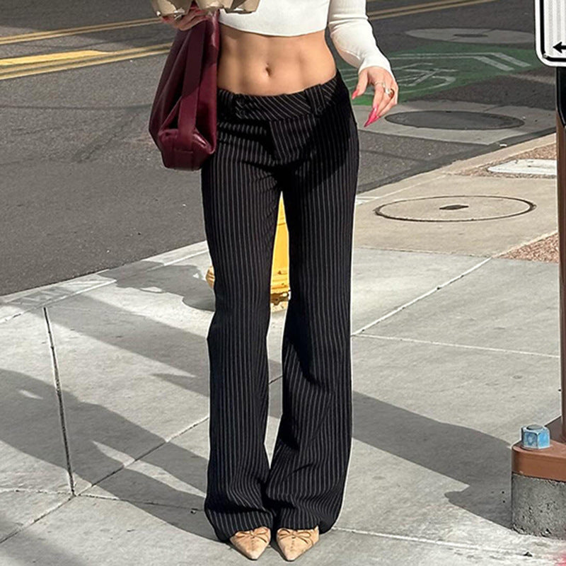 Striped Contrast Color Slightly Pull Women's Casual Pants