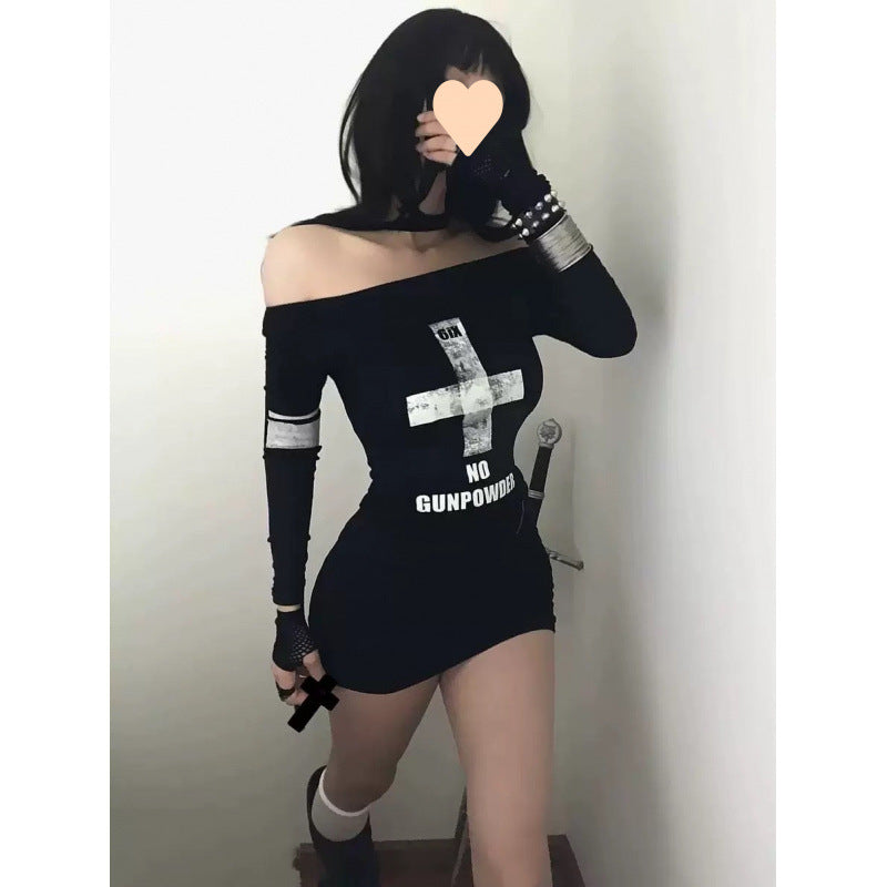 Dark Hot Girl Slim-fit Long Sleeve Dress Women