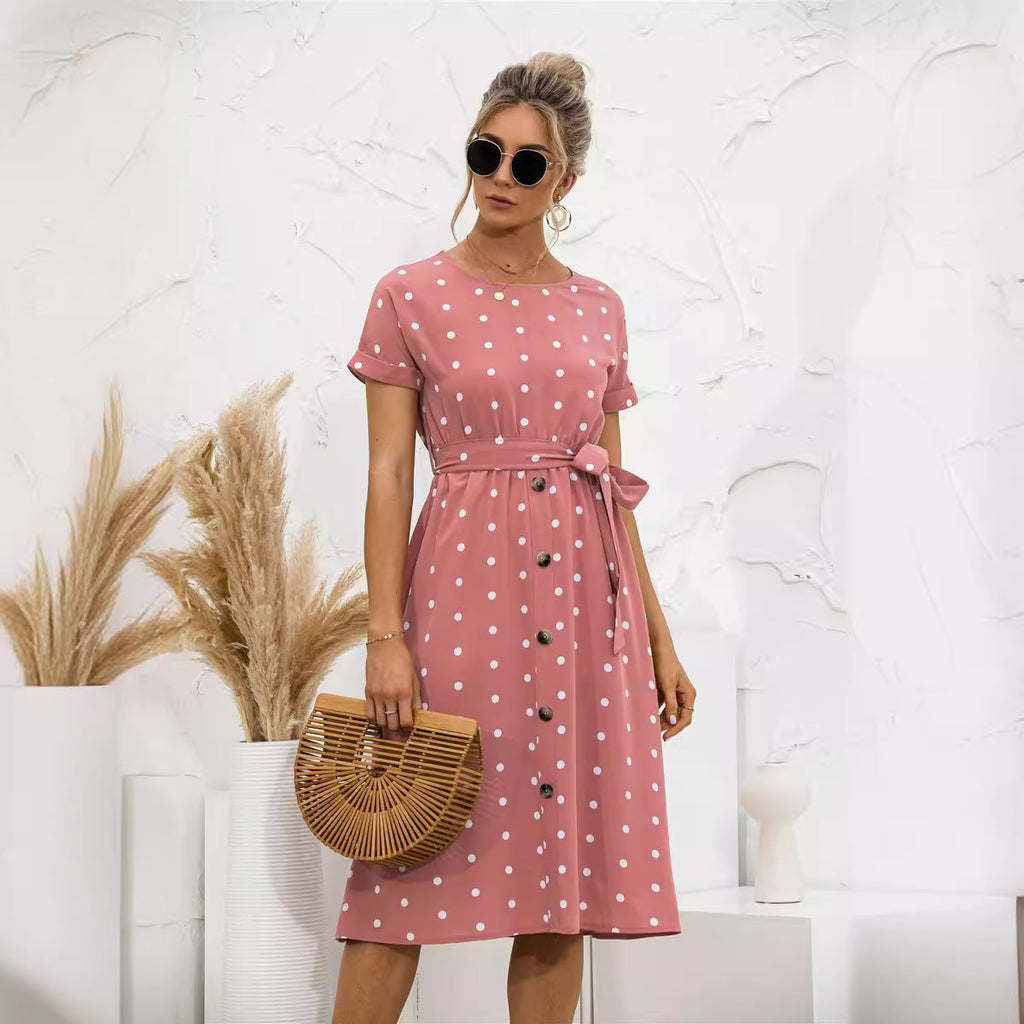 Summer Polka Dot Breasted Dress