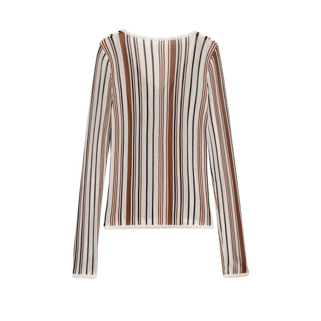 Linen Blended V-neck Long-sleeved Sweater