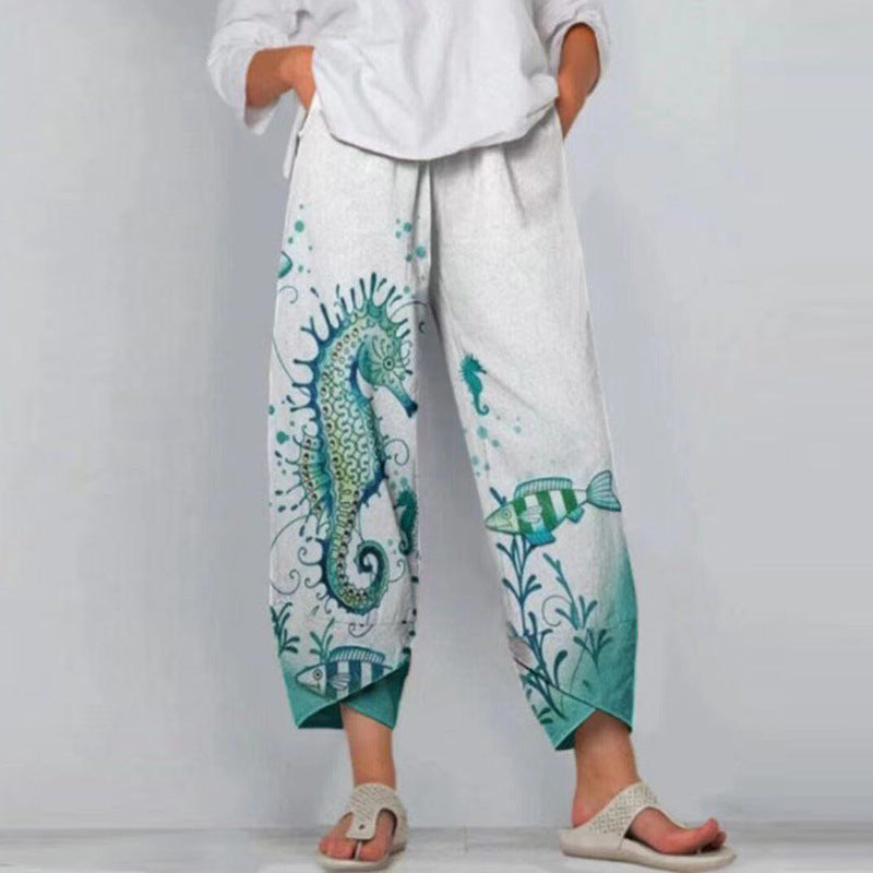 Women's Digital Printing Fashion Loose Casual Pants