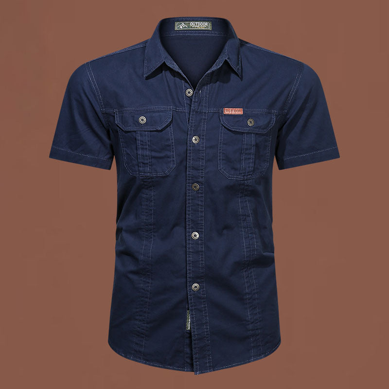Workwear Short Sleeve Cotton Work Clothes Shirt Outdoor Loose Men's Shirt