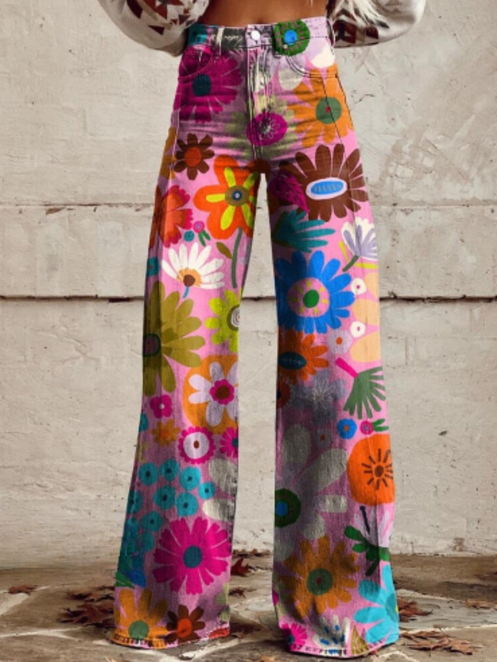 3D Thermal Transfer Speaker Simulation Denim Loose Pants