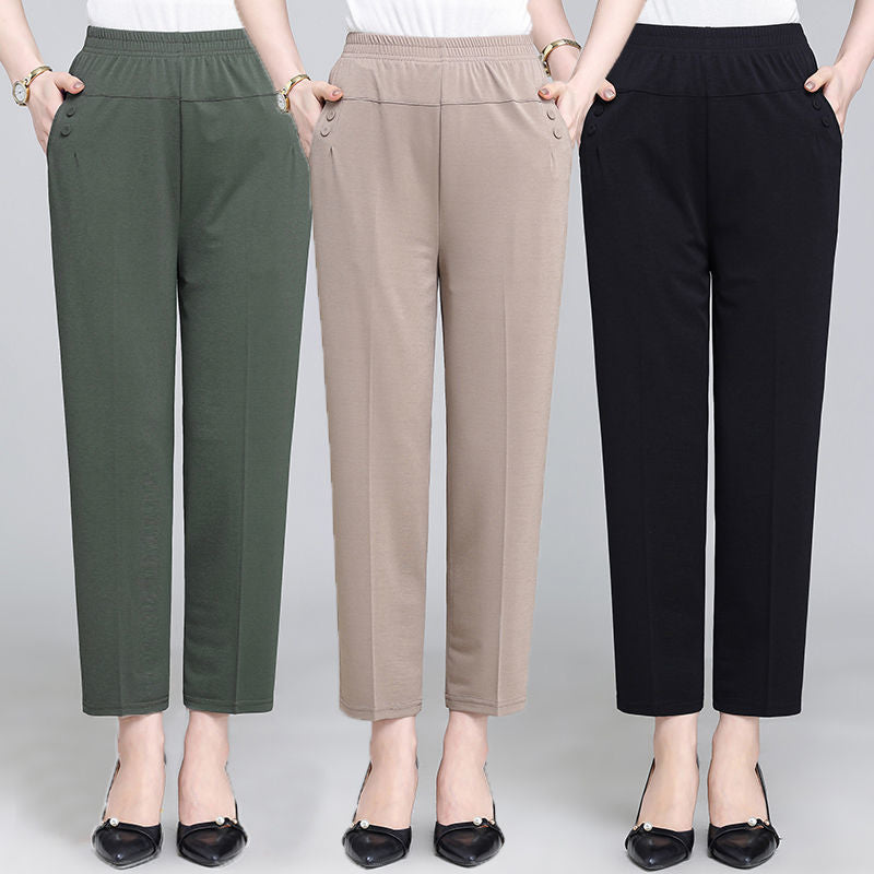 Summer Ice Silk Thin Casual Straight-leg Cropped Pants
