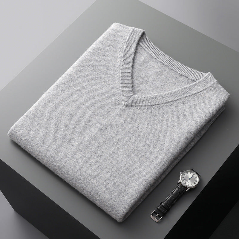 Men's V-neck Vest Middle-aged And Elderly Warm Sweater