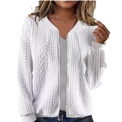 Women's Jacquard Long Sleeve Casual Short Coat