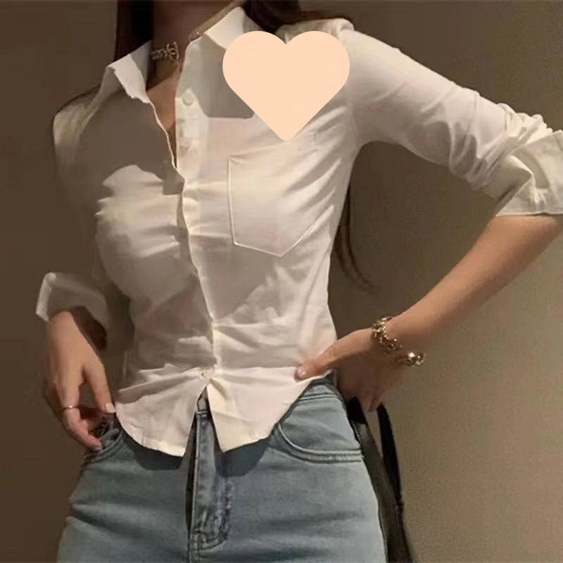 Slim Fit Waist-controlled Slimming Short Collar White