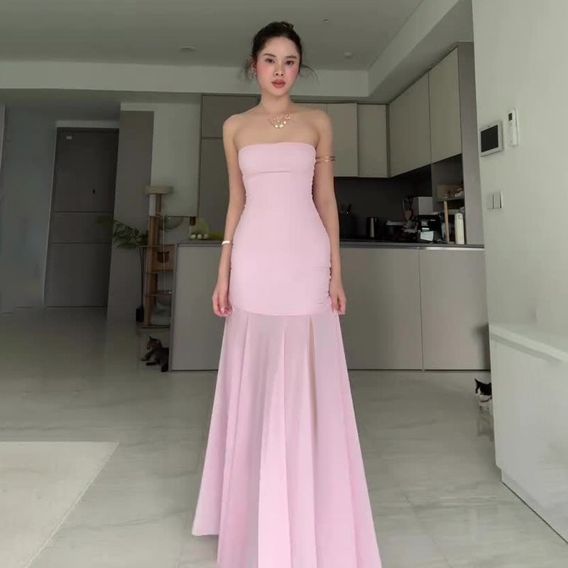 Women's Elegant Mesh Tube Top Dress