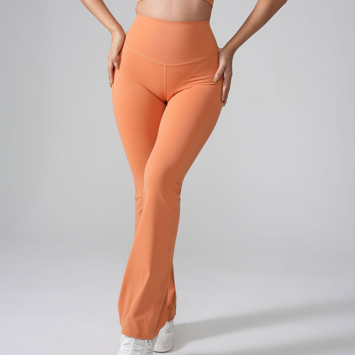 High Waist Hip Lift Peach Bell-bottom Pants Lycra Nude Feel Yoga Pants