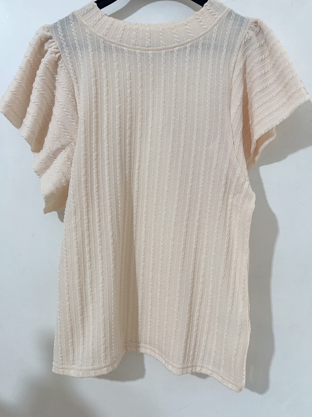 Women's Double-layer Ruffled Polyester Short-sleeved Round Neck T-shirt