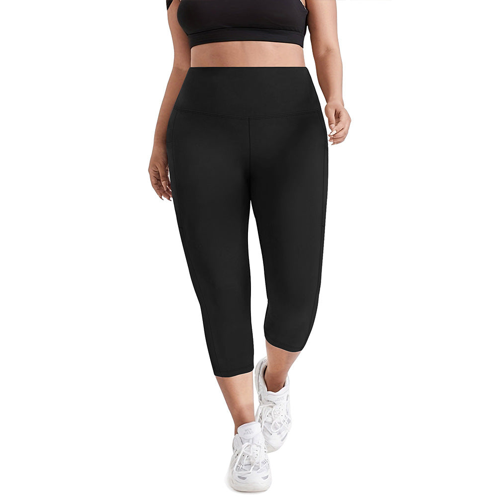 Pocket Plus Size Cropped Yoga Pants Tight