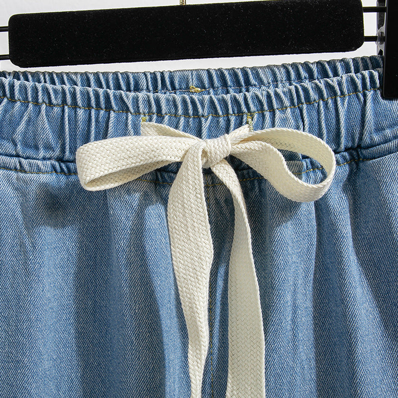 Loose Narrow Opening Tapered Mid-rise Jeans