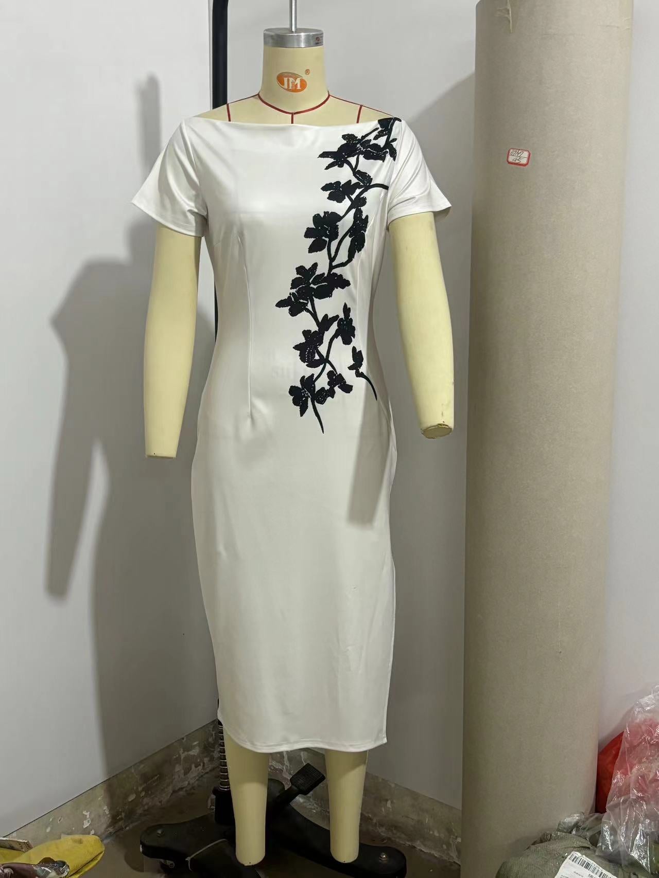 Off Neck Digital Printed Dress