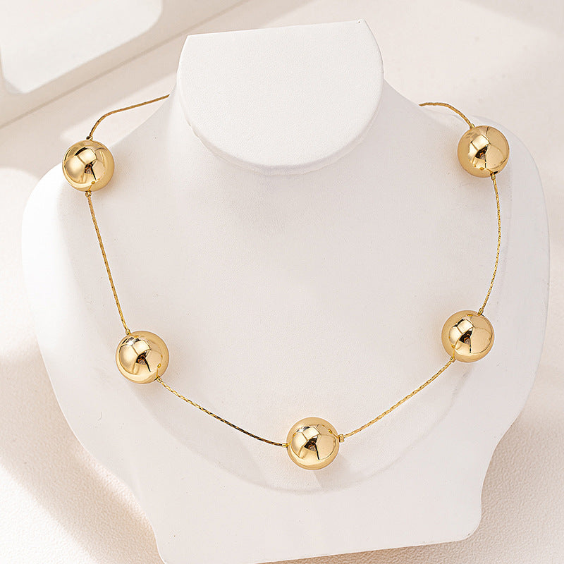 Simple Fashion Geometry Pattern Big Round Bead Necklace